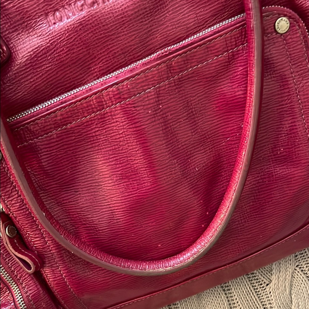 Longchamp Red Glossy Leather Shoulder Bag - Picture 12 of 17